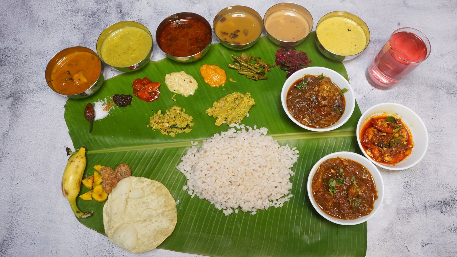 Non Veg Sadhya ( Banana Leaf Thali), The Kerala Table